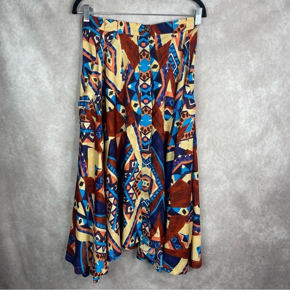 Ronny Kobo Geometric Print Pull On Midi Skirt In Multi Women's Size M - Picture 1 of 6